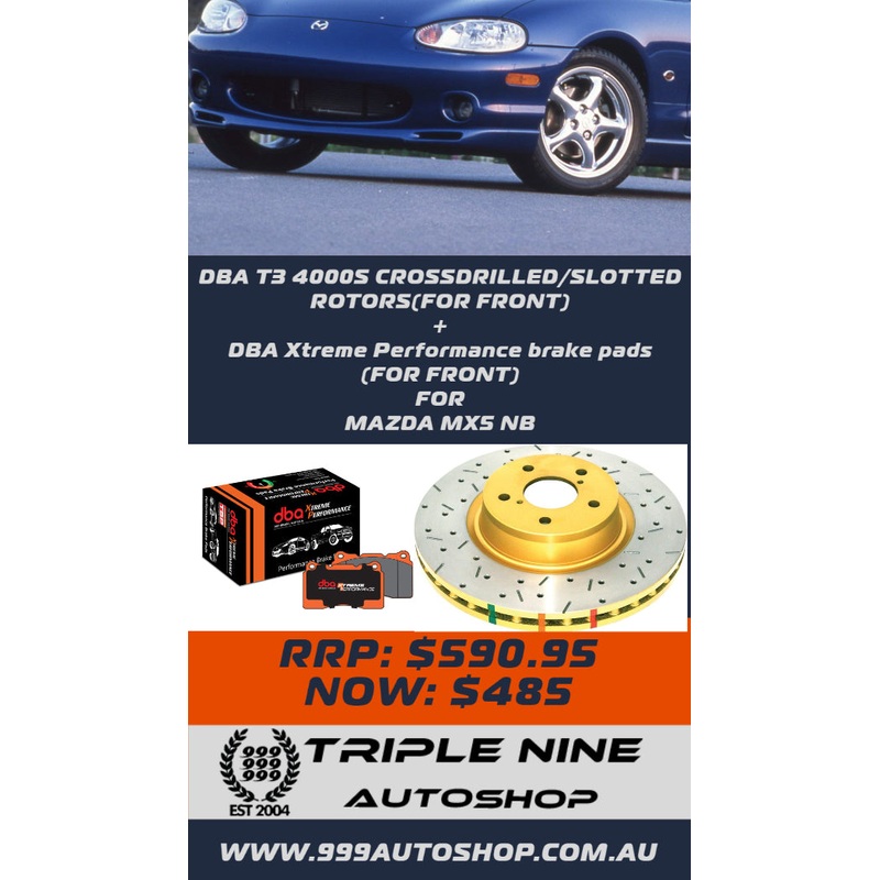 BRAKE UPGRADE FOR MAZDA MX5 NB (DBA T3 XS ROTORS + DBA XP BRAKE PADS)