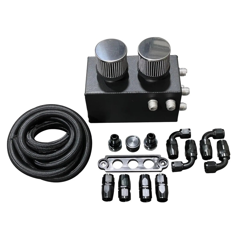 Pro Series Oil Catch Can For Honda Civic Acura Integra 6 Port -10AN With Hoses