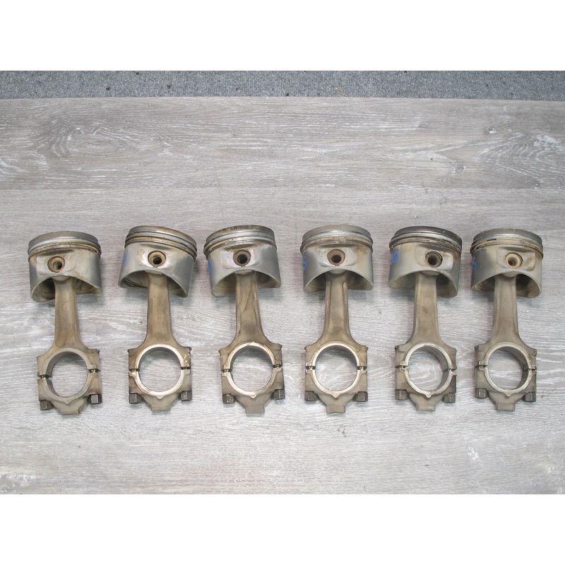 85-87 BMW E23 E28 E24 M30 3.5L Set of 6 Engine Piston w Connecting Rod OEM