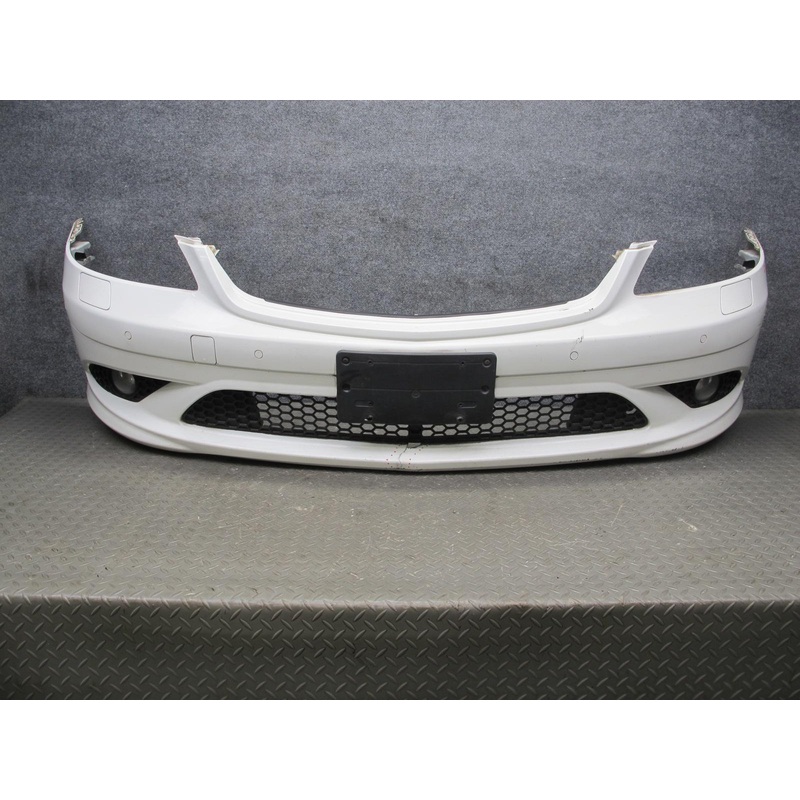 07-09 Mercedes W221 S AMG Front Bumper Cover w Fog Light & PDC White Damaged