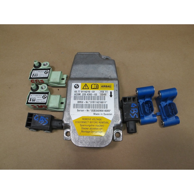06-10 BMW E64 CONVERTIBLE SRS AIRBAG CONTROL MODULE UNIT W/ SENSORS SET OEM