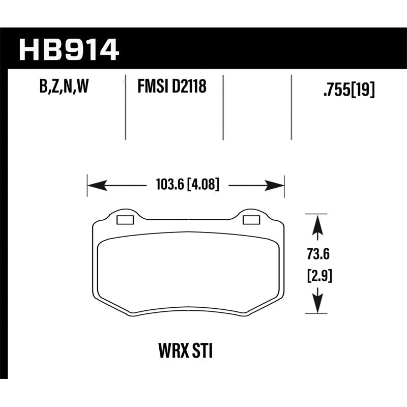 Hawk 2018 Subaru WRX STI DTC-30 Rear Brake Pads