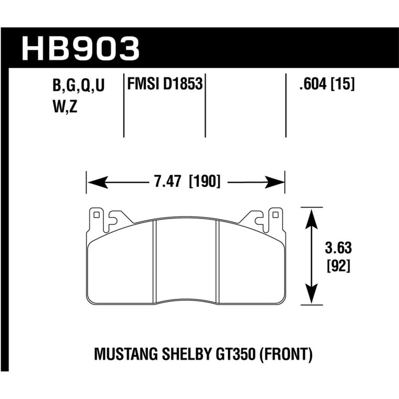 Hawk Track Only 15mm Thick DTC-70 Brake Pads